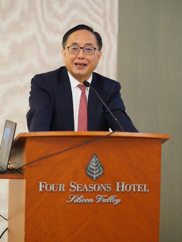 The Secretary for Innovation and Technology, Mr Nicholas W Yang, speaks at a leadership luncheon in San Francisco today (September 18, US West Coast time) on the opportunities presented by Hong Kong's participation in developing the Guangdong-Hong Kong-Macao Greater Bay Area into an international innovation and technology hub.