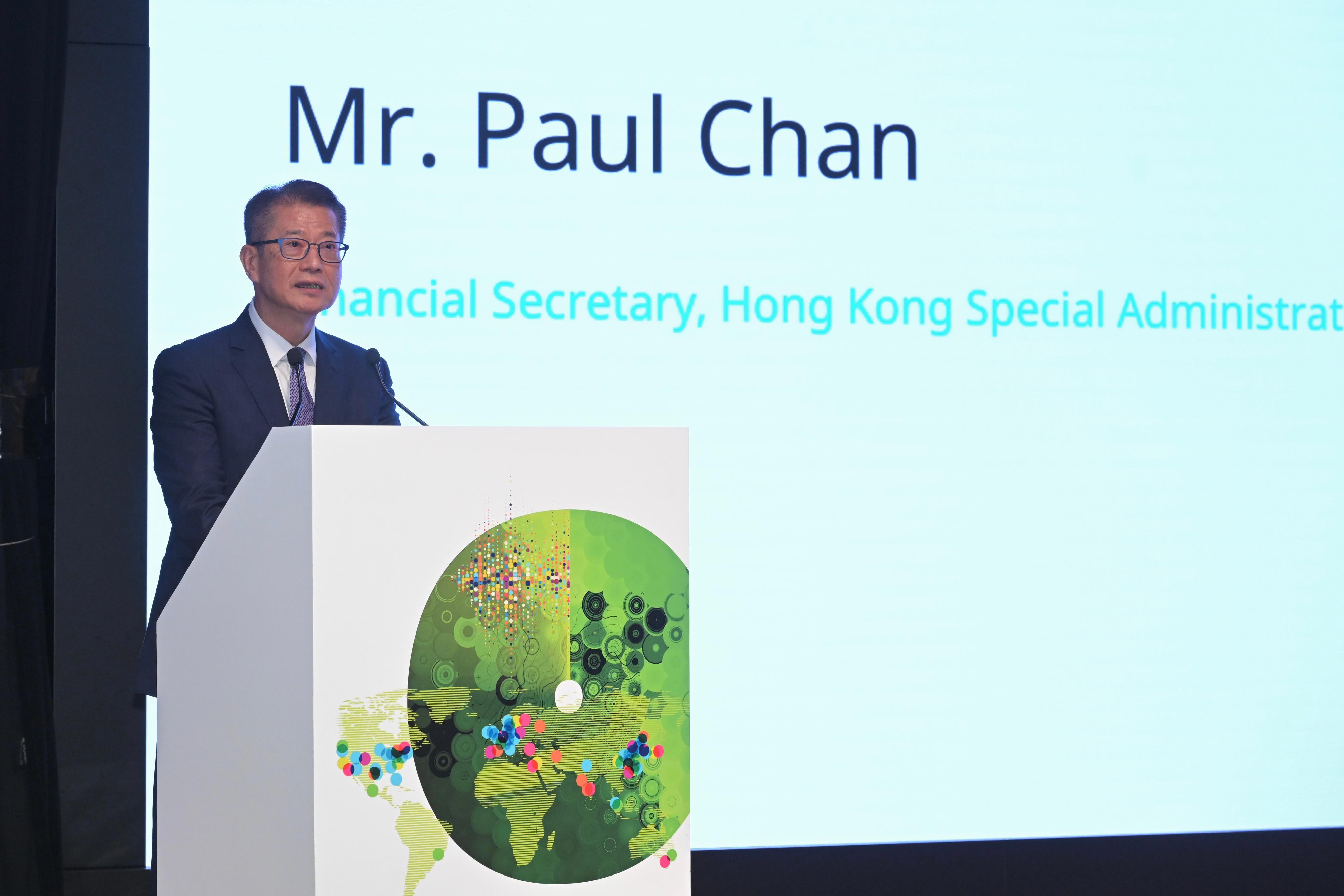 The Financial Secretary, Mr Paul Chan, speaks at the launch event of the 2025 Global Innovation Index Ranking of World's Top 100 Innovation Clusters today (September 1).